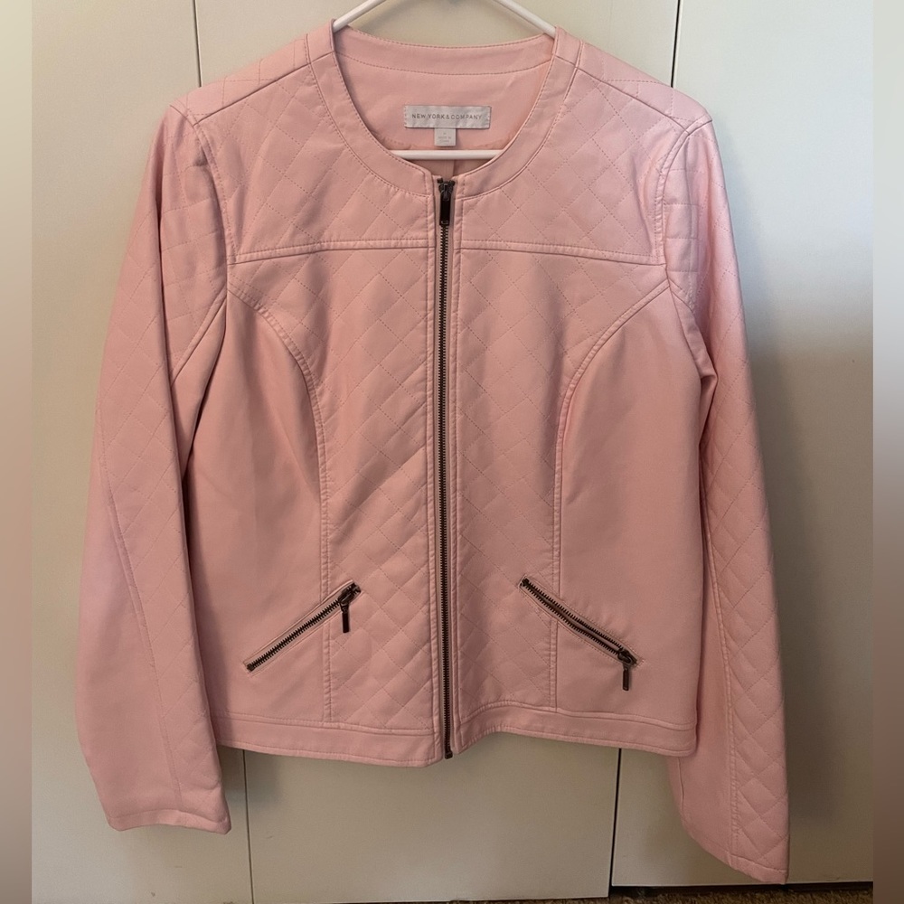 New York & Company Pink Faux Leather Jacket